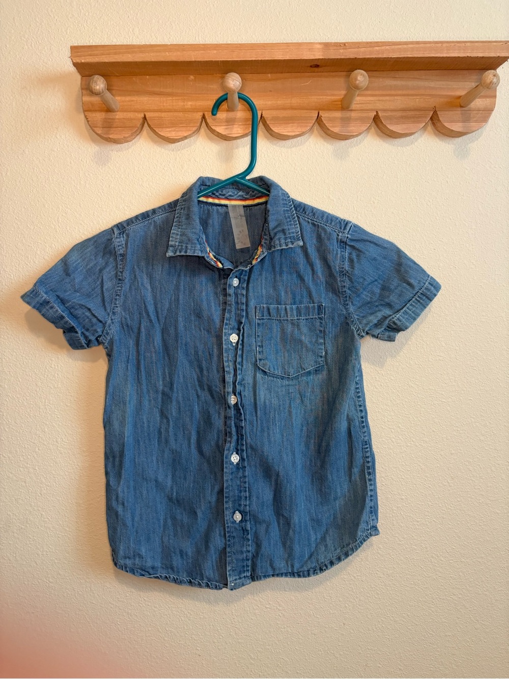 Primary Blue Denim Short-Sleeve Button-Down Shirt